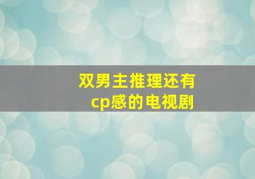 双男主推理还有cp感的电视剧