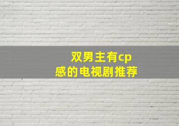 双男主有cp感的电视剧推荐