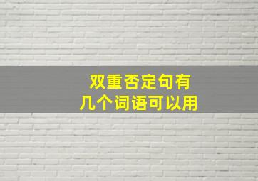 双重否定句有几个词语可以用