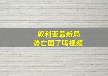 叙利亚最新局势亡国了吗视频