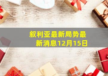 叙利亚最新局势最新消息12月15日