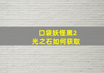 口袋妖怪黑2光之石如何获取