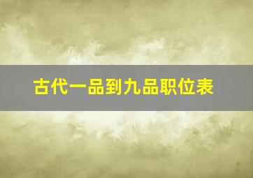 古代一品到九品职位表