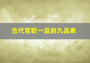 古代官职一品到九品表