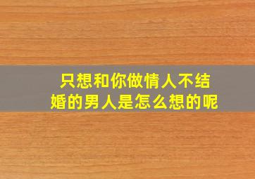 只想和你做情人不结婚的男人是怎么想的呢