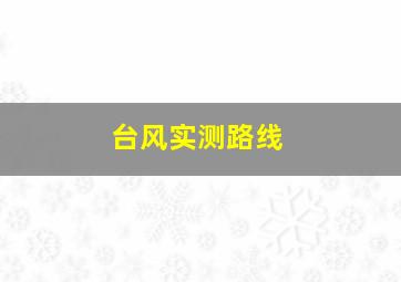 台风实测路线