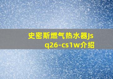 史密斯燃气热水器Jsq26-cs1w介绍