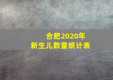 合肥2020年新生儿数量统计表