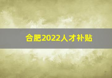 合肥2022人才补贴