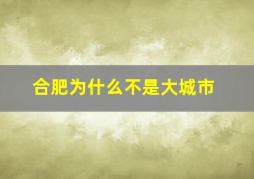 合肥为什么不是大城市