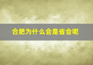 合肥为什么会是省会呢