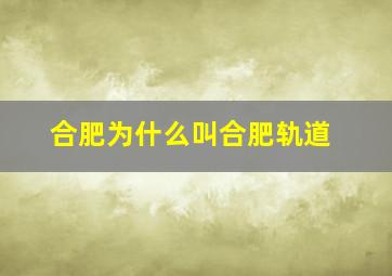 合肥为什么叫合肥轨道