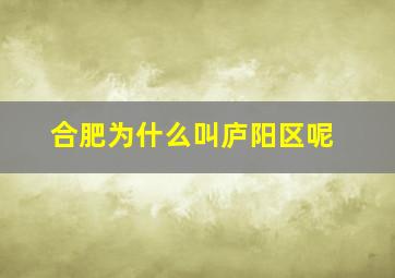 合肥为什么叫庐阳区呢