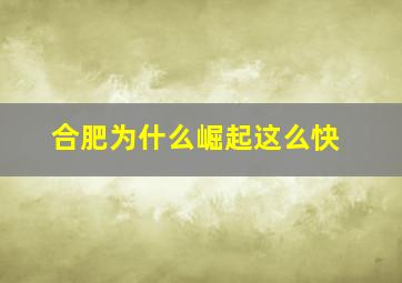 合肥为什么崛起这么快