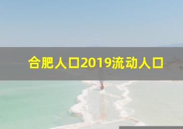 合肥人口2019流动人口