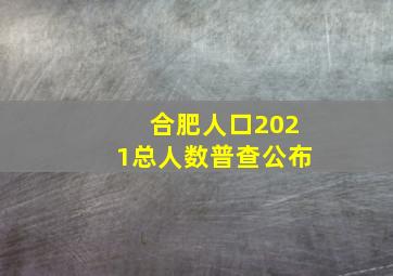 合肥人口2021总人数普查公布