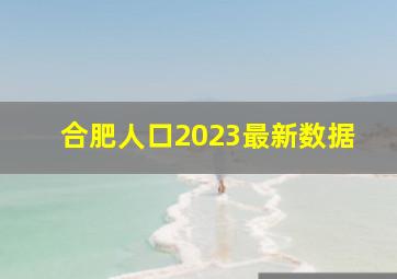 合肥人口2023最新数据