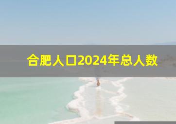 合肥人口2024年总人数