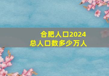 合肥人口2024总人口数多少万人