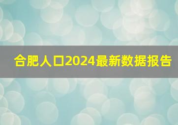 合肥人口2024最新数据报告