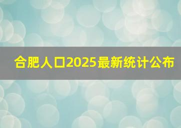 合肥人口2025最新统计公布