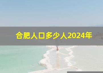 合肥人口多少人2024年