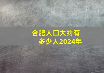 合肥人口大约有多少人2024年