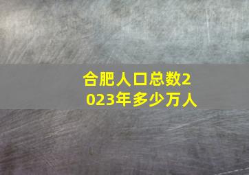 合肥人口总数2023年多少万人