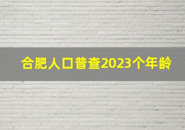 合肥人口普查2023个年龄