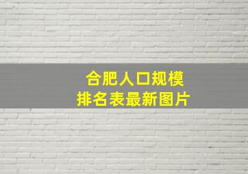 合肥人口规模排名表最新图片