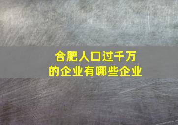 合肥人口过千万的企业有哪些企业