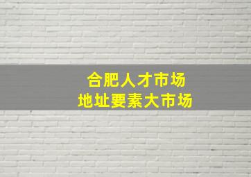 合肥人才市场地址要素大市场