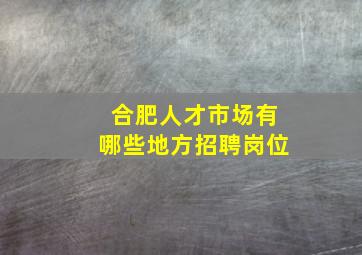 合肥人才市场有哪些地方招聘岗位