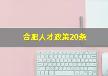 合肥人才政策20条