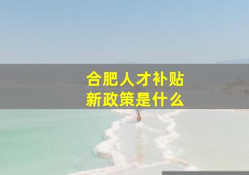 合肥人才补贴新政策是什么