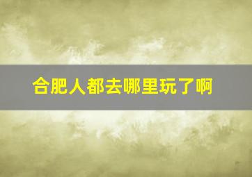 合肥人都去哪里玩了啊