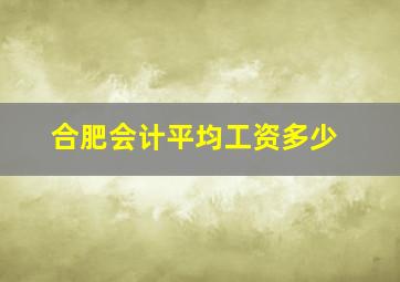 合肥会计平均工资多少