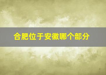 合肥位于安徽哪个部分