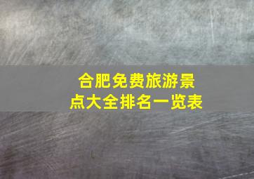 合肥免费旅游景点大全排名一览表