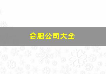 合肥公司大全