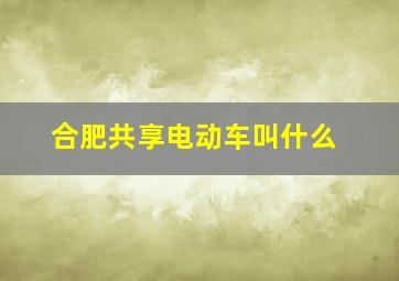 合肥共享电动车叫什么