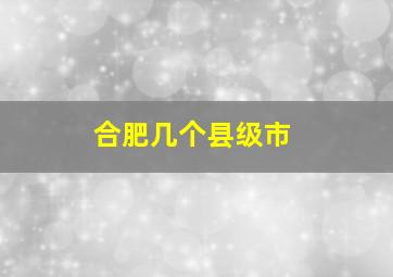 合肥几个县级市