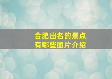 合肥出名的景点有哪些图片介绍