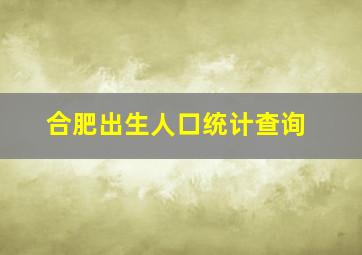 合肥出生人口统计查询