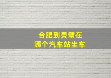 合肥到灵璧在哪个汽车站坐车