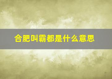 合肥叫霸都是什么意思