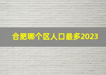 合肥哪个区人口最多2023