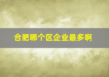 合肥哪个区企业最多啊