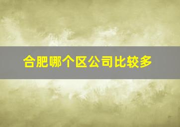 合肥哪个区公司比较多