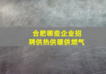 合肥哪些企业招聘供热供暖供燃气